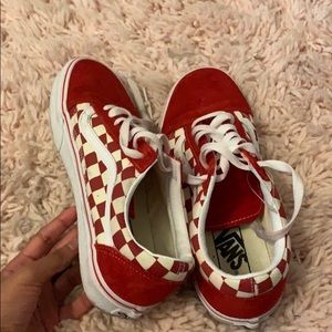 Red checkerboard vans